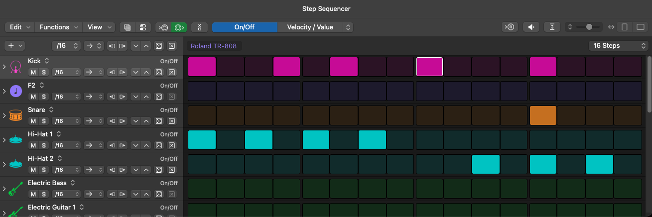 Close-up of the Midtown Summer Step Sequencer pattern